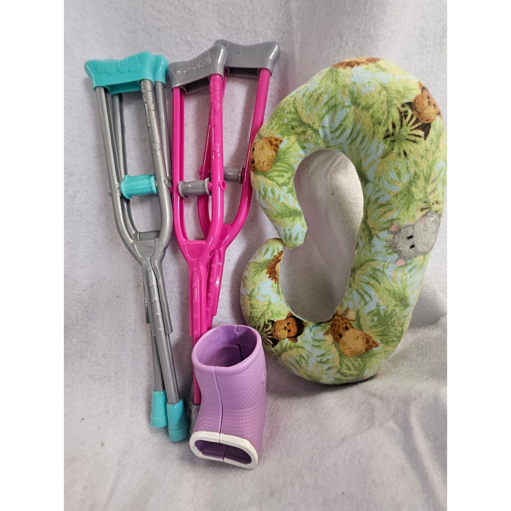 My Life As Doll Accessories Set Crutches Walking Boot and Jungle Neck Pillow